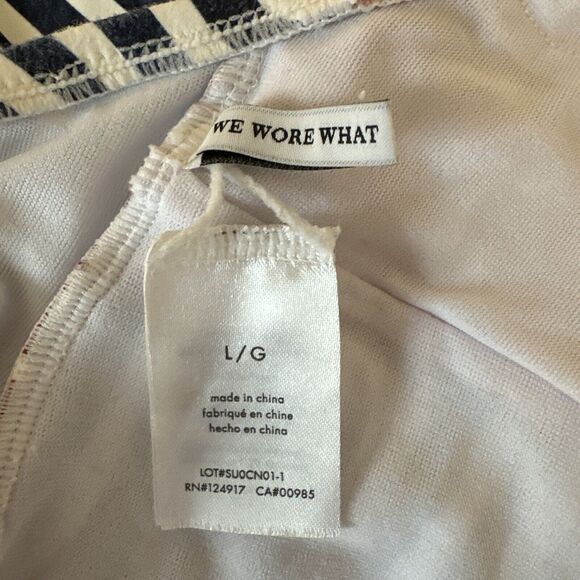 We Wore What Brooklyn Halter Bow Front One Piece Size L Dress Blues Stars Stripe - Picture 8 of 9